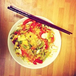 Close-up of served food on table