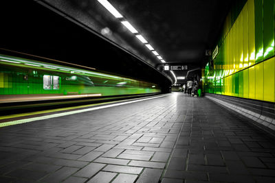 Illuminated subway station