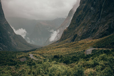 Scenic view of mountains against sky
