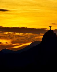 Silhouette of mountain at sunset