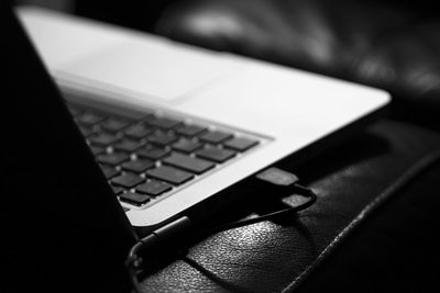 Close-up of laptop on table