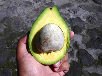 Close-up of hand holding fruit