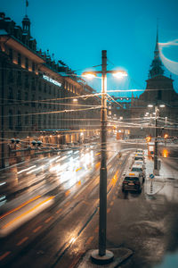 Light trails on road during rush hour