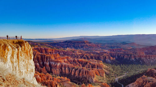 Panoramic view of landscape against clear blue sky