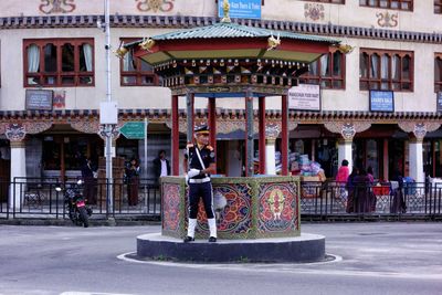 People at entrance of building