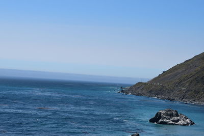 Scenic view of sea against clear sky