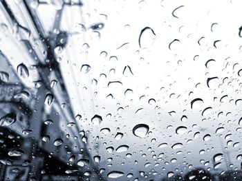 Full frame shot of raindrops on glass window