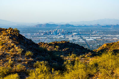 High angle view of townscape against sky