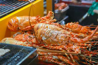 Grilled lobster shrimp with cheese and butter garlic