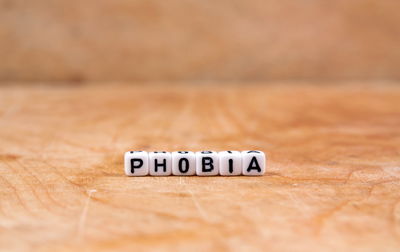 Close-up of text on table