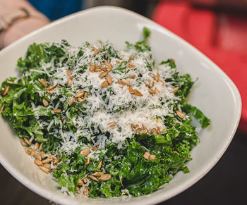 High angle view of salad in bowl