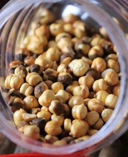High angle view of eggs in container