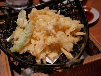 High angle view of food in plate