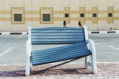 Empty bench in park