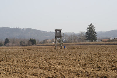 Tree stand or deer stand used by hunters in forestry