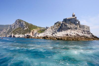 Scenic view of sea against clear sky