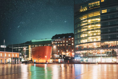 Illuminated city at night