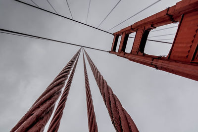 Low angle view of cables against sky