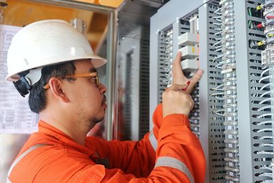 Technician working on server