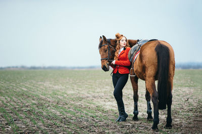 View of horse standing on field