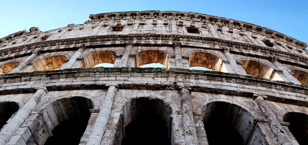 Low angle view of historical building against clear sky