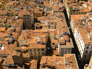 Aerial view of houses in town