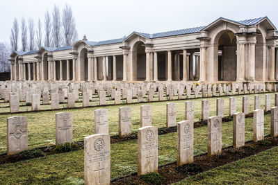 View of cemetery against the sky