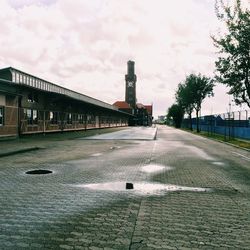 View of city against cloudy sky