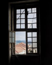 Buildings seen through window