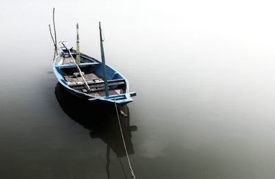 High angle view of sailboat in lake