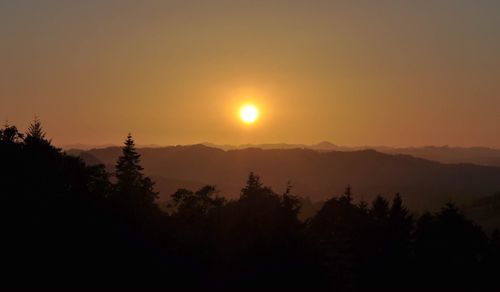 Scenic view of mountains at sunset