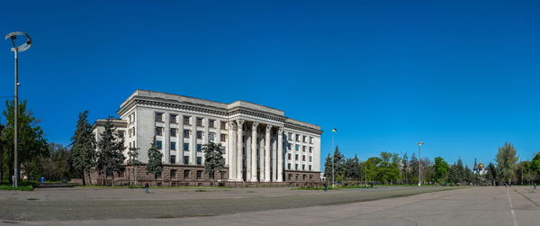 View of building against clear blue sky
