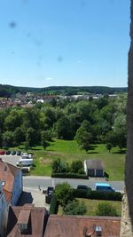 High angle view of townscape against sky