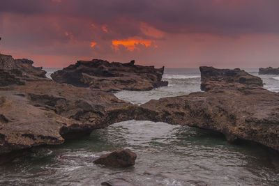 Scenic view of sea against sky during sunset