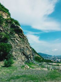 Scenic view of rocky mountains against sky