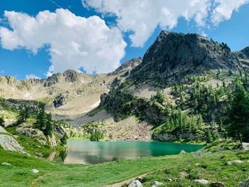 Panoramic view of river and landscape against sky