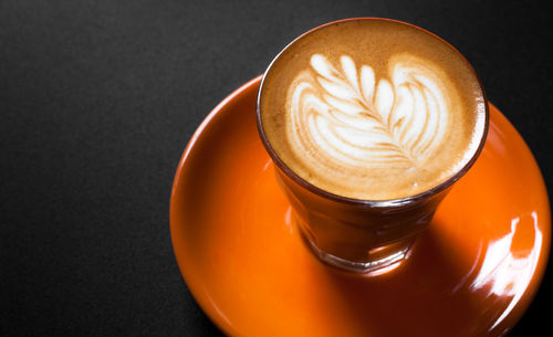 High angle view of cappuccino