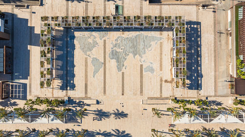 High angle view of buildings in city
