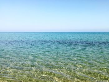 Scenic view of sea against clear sky