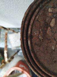 Close-up of rusty wheel