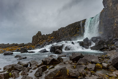 Scenic view of waterfall