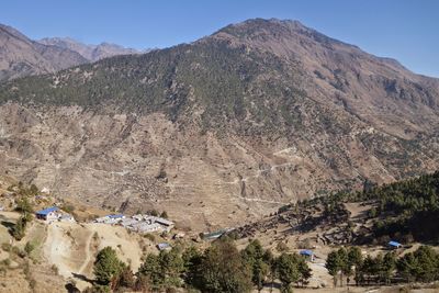 Scenic view of mountains against clear sky