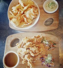 Directly above shot of food on table