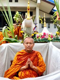 Portrait of man in temple