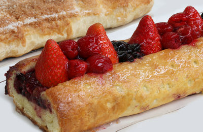 Close-up of strawberries in plate