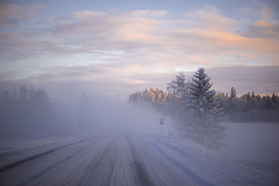 Snowy winter road landscape