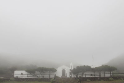 View of bridge in foggy weather