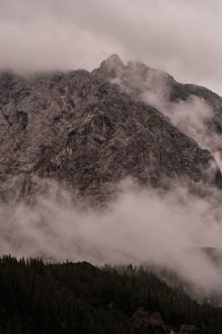 Senic view of misty mountains