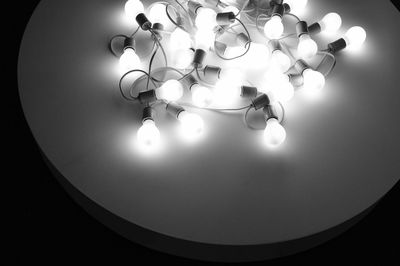 Low angle view of illuminated chandelier