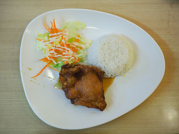 High angle view of food in plate